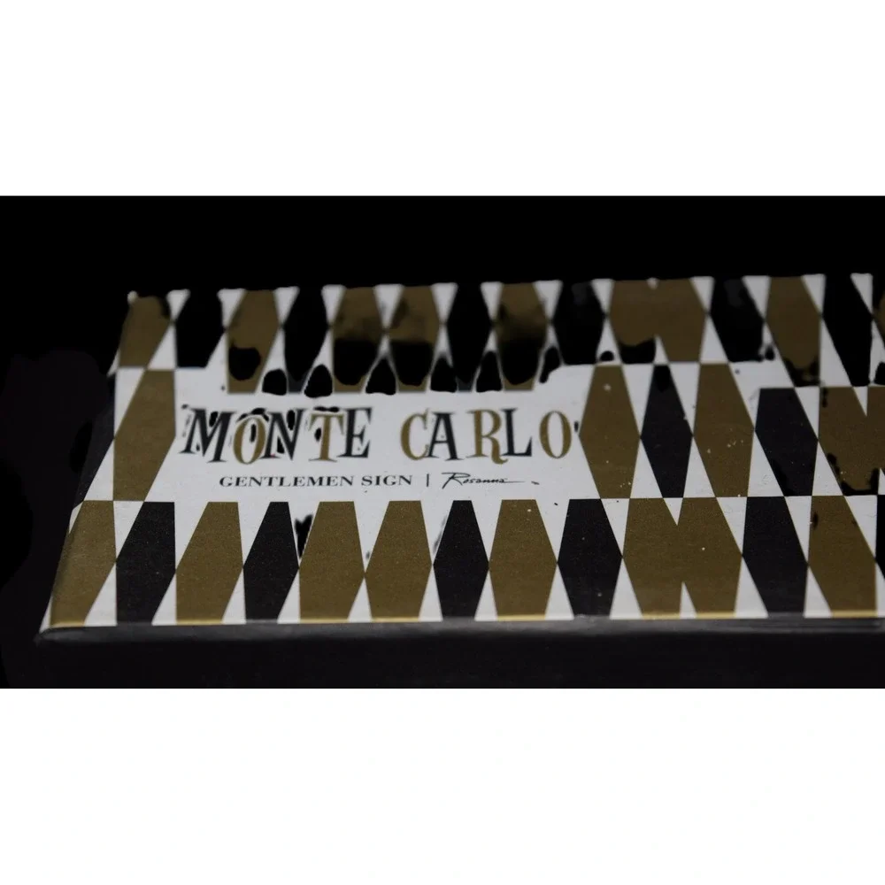 Rosanna Monte Carlo Gentlemen Sign Porcelain White Black Gold NEW NIB 8.5x2.5